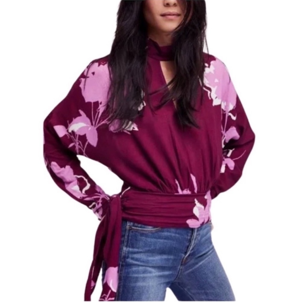 Free People Top Size Small Plum Floral